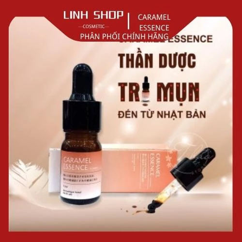 Serum Giảm Mụn CARAMEL ESSENCE Nhật Bản Giảm Ngừa Mụn Xóa Thâm Mờ Sẹo Tái Tạo Dưỡng Da Căng Bóng 5ml