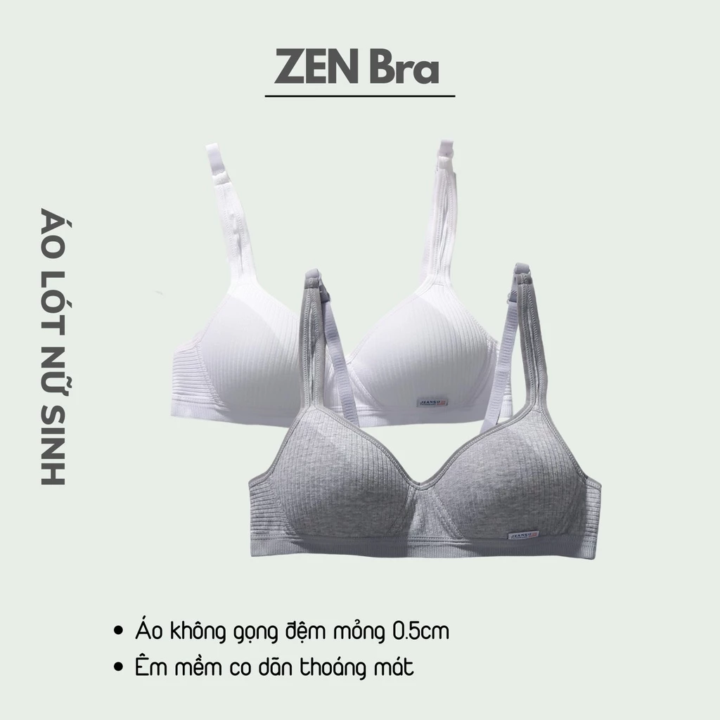 Áo ngực nữ sinh cotton ZenBra_AL35 không gọng mút mỏng cài sau form gom nâng ngực.