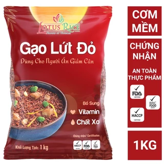 Gạo Lứt Đỏ mềm bùi dễ ăn Lotus Rice 1kg - Dễ ăn dễ nấu - Nhiều chứng nhận ATTP