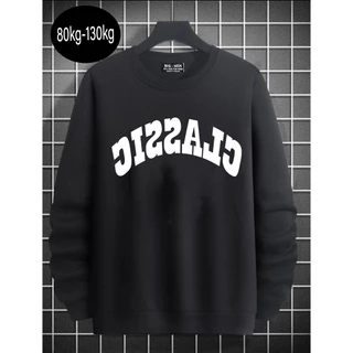 [bigsize] Áo sweater màu đen in hình đẹp bigsize nam 80-130kg