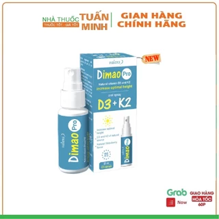 Dimao Pro D3K2 bổ sung Vitamin D3 K2 MK7 hấp thu Canxi giúp tăng chiều cao cho trẻ Lọ 25ml