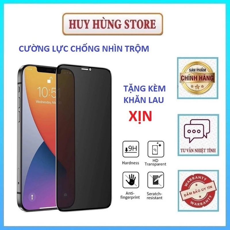 Kính cường lực iPhone Chống Nhìn Trộm Cho điện thoại 7plus/8plusX/Xsmax/11/12//13/pro/promax