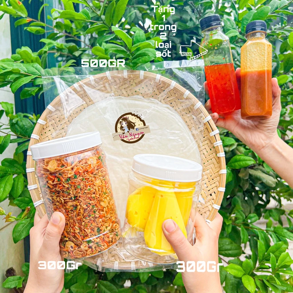 Combo Size VỪA TẶNG 2 SỐT bánh tráng phơi sương 500gr, muối tép hành phi 300gr, bơ trứng gà 300gr tặng sốt