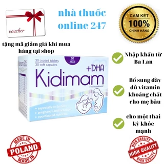 KIDIMAM +DHA Vitamin Hộp 60 viên Từ Ba Lan Bổ sung đầy đủ vitamin, khoáng chất, DHA, EPA cho một thai kỳ khỏe mạnh