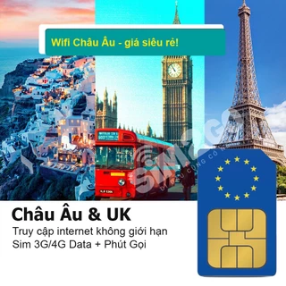 Sim du lịch Châu Âu - Sim quốc tế data tốc độ cao 4G, có thoại