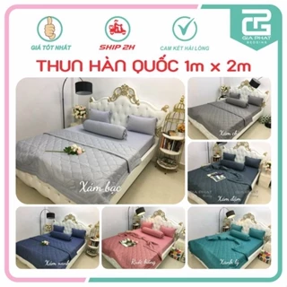 Bộ ga giường 1m x 2m, 8 tấc Thun lạnh Hàn Quốc trơn 1 màu 4 món mát lạnh cao cấp