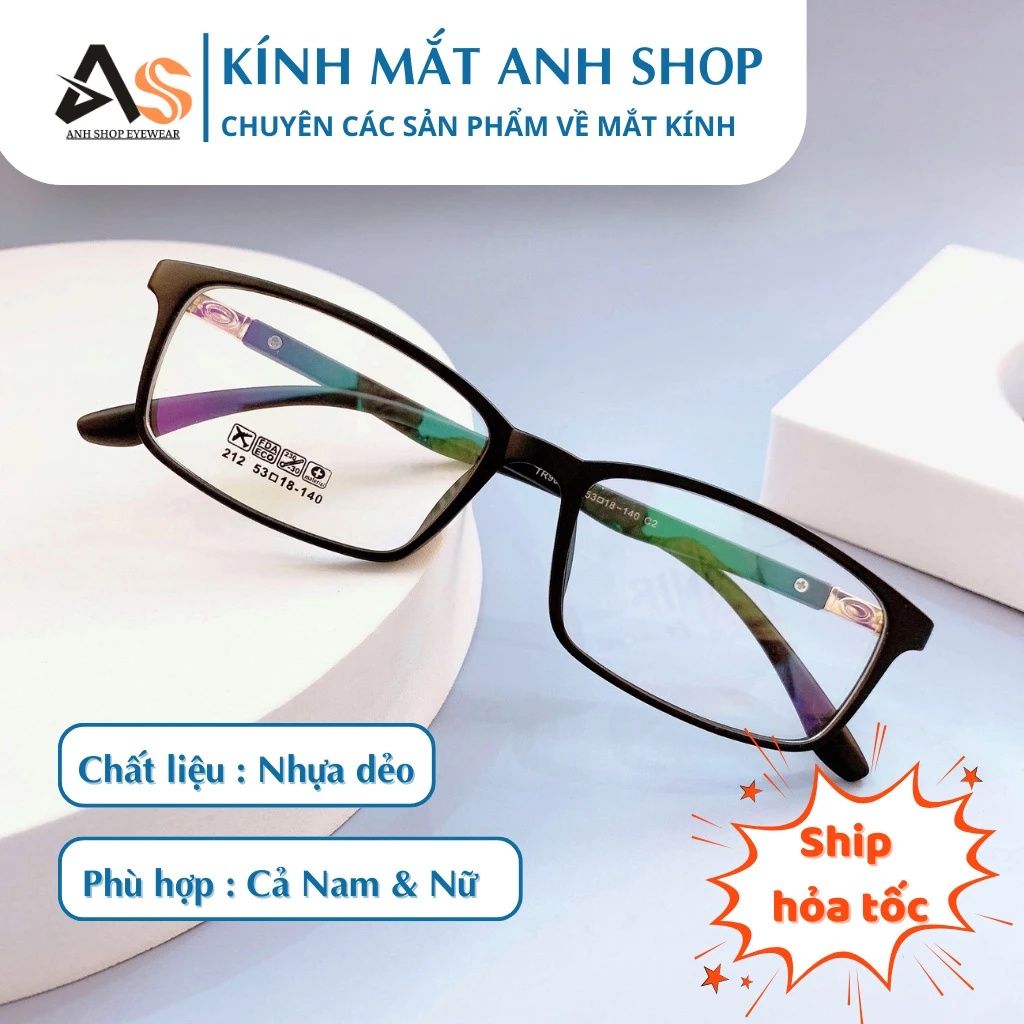 Kính chữ nhật thời trang chất liệu nhựa dẻo phù hợp với cả nam và nữ AS212B