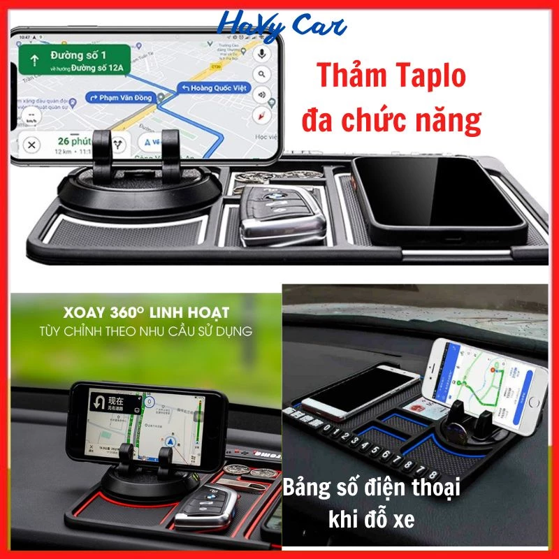 Giá đỡ điện thoại trên ô tô xoay 360 độ chống trượt, kẹp điện thoại trên ô tô kèm bảng số điện thoại liên hệ khi đỗ xe