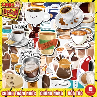 Bộ Sticker Trang Trí Quán Cafe 🌈𝑭𝒓𝒆𝒆𝒔𝒉𝒊𝒑 Sticker Dán Decor Quán Coffee, Dán Quầy Tủ Kính, Chống Nước, Bắt Mắt, Tươi Sáng