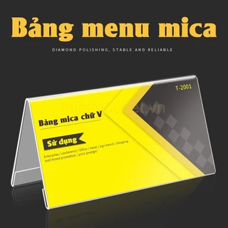 Menu Mica A để bàn; Kệ chức danh 2 mặt; Để thông tin sản phẩm; nhãn Buffet, Bảng giá mica,nhiều kích thước, trong suốt