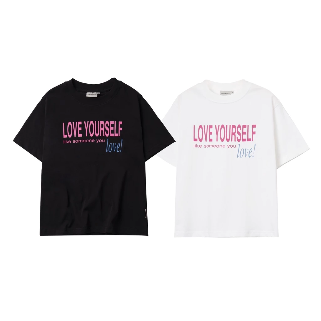 Áo thun form nữ SLC - regular tee "Love Yourself" - Trắng & Đen