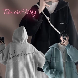 [HCM]ÁO KHOÁC HOODIE ZIPPER KHOÁ KÉO THÊU CHỮ WASHION THỜI TRANG, NÓN 2 LỚP DÀY DẶN