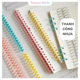 Thanh còng nhựa binder làm sổ còng, kẹp tài liệu đường kính 12mm 30 còng HappyBirds