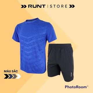 Bộ thể thao nam thun lạnh Sport, bộ thun nam mặc mát co giãn thấm mồ hôi ép vân 3D New22 RunT-Xanh dương