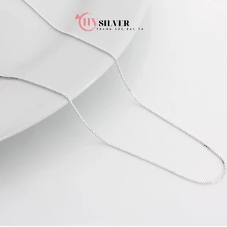 Dây chuyền bạc nữ CHY SILVER dạng mì vuông mảnh sáng đẹp bạc thật