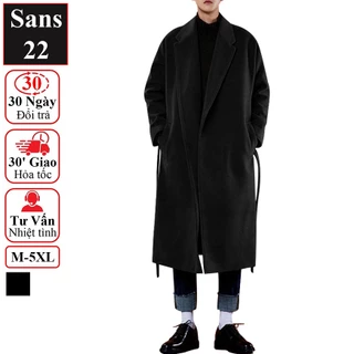 Áo măng tô nam form rộng Sans22 khoác dạ blazer dáng dài mangto hàn quốc đen bigsize to cỡ lớn 3xl 4xl 5xl 90kg 100kg