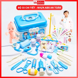 Đồ chơi bác sĩ 33 chi tiết bổ ích BBShine, Bộ đồ chơi bác sĩ cho bé bằng nhựa nguyên sinh ABS cao cấp – DC043