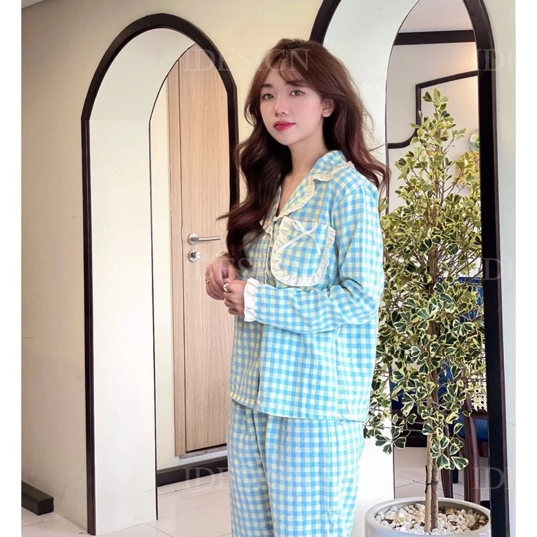 Bộ ngủ nữ, pijama dài tay họa tiết dễ thương, xinh xắn N08