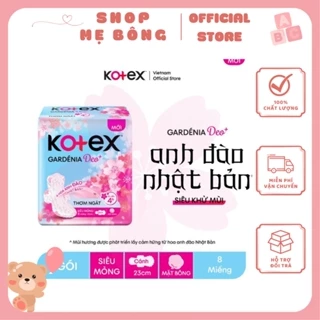 [Bịch 8 miếng] Băng Vệ Sinh Kotex Gardenia Deo + hương hoa anh đào, mặt bông, siêu mỏng cánh