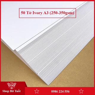 Giấy bìa cứng A3 Ivory 250 - 350gsm hộp quà thẻ Plash Card vẽ tranh làm mô hình 50 tờ