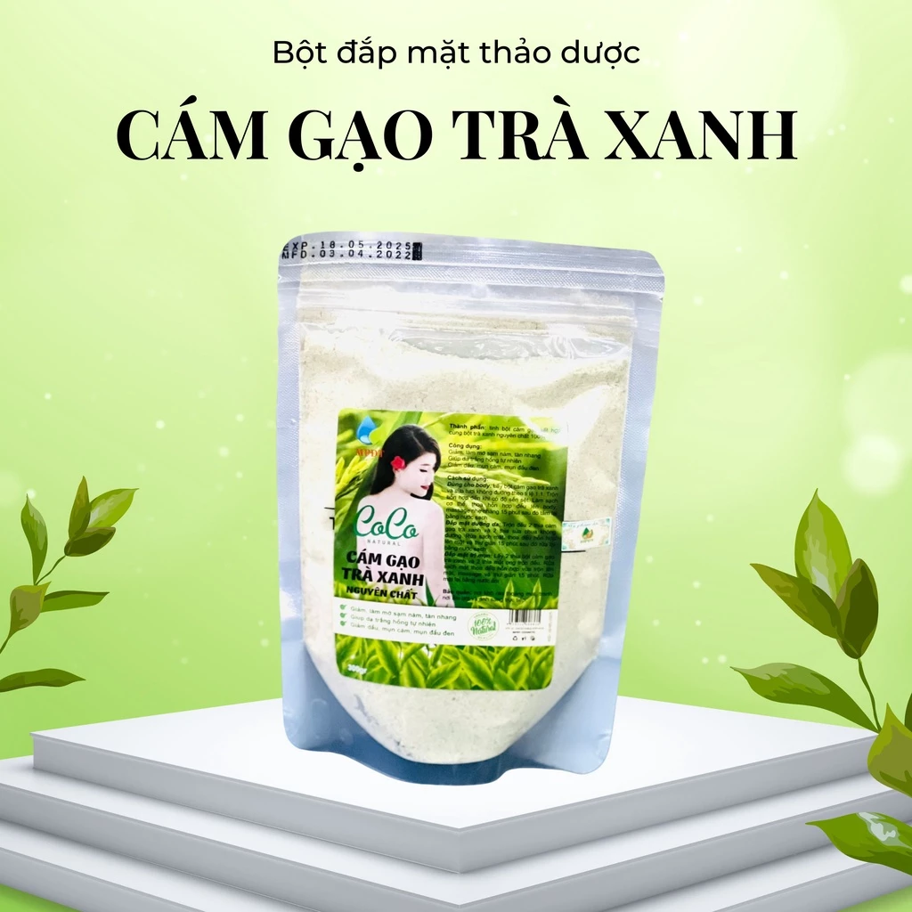 Gói 300gr tắm trắng cám gạo trà xanh,đắp mặt dưỡng da dùng cả cho face & body chính hãng