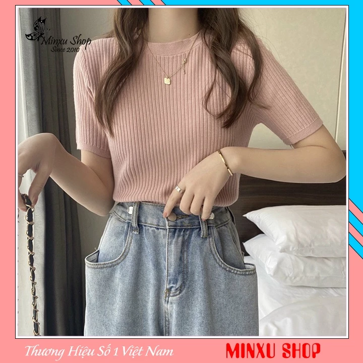 Áo len đũa cộc tay nữ, áo len dệt kim cho nữ hàng Quảng Châu LEN08 Minxu Shop