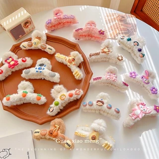 Kẹp tóc lông mềm mại gắn charm cute dành cho nữ