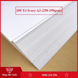 Giấy bìa cứng A3 Ivory 250 - 350gsm hộp quà thẻ Plash Card vẽ tranh làm mô hình 100 tờ