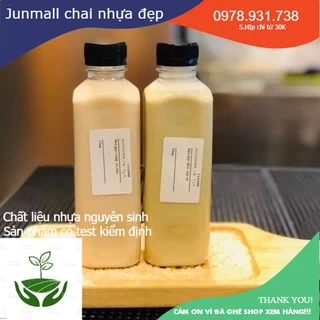 Chai nhựa trà sữa vuông 500ml fi28 chai nhựa nguyên sinh