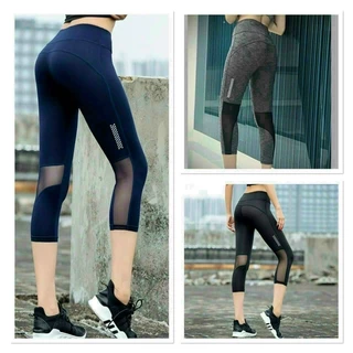 (Có Bigsize 90kg )Legging lửng phối lưới hoạ tiết chấm bi tập gym yoga bigsize