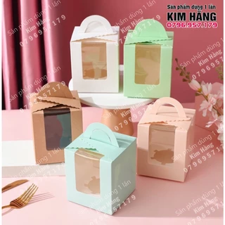 set 20 hộp giấy cửa sổ đựng 1 bánh cupcake , hộp quay xách 1 ô đựng ly bánh mousse, tiramisu,.....