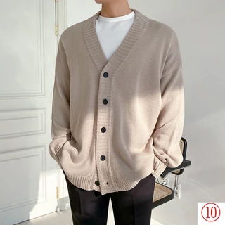 Áo Khoác Len Cardigan Cổ Chữ V Màu Trơn Phong Cách Hàn Quốc Thời Trang Xuân Thu Mới Cho Nam