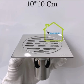 ( 10*10 Cm - Đáy INOX Đúc 3mm ) Phễu Thoát Sàn , Ga Thoát Sàn Nhà Tắm INOX SHINRAI