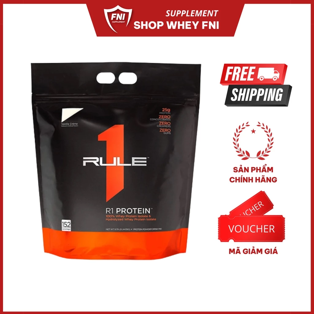 Whey RULE 1 Protein , Sữa Tăng Cơ Hydrolyzed & Isolate Giảm Mỡ 10lbs 152sv + Lịch Tập