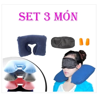 set 3 món Gối Hơi Kê Cổ Văn Phòng Đi Du Lịch Dã Ngoại chữ U