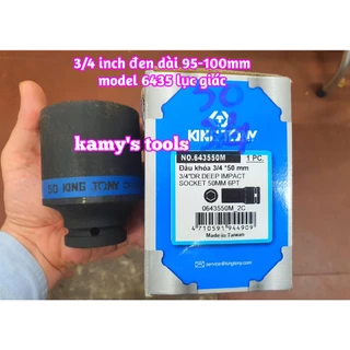 Đầu tuýp đầu khẩu đen dài lục giác dài 100mm Kingtony lỗ 3/4 inch 42mm 46mm 50mm 55mm 643542M, 643546M, 643550M, 643555M