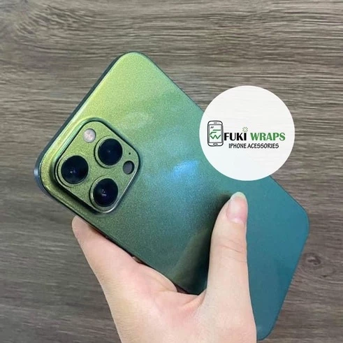 Tấm Dán Skin FULL Viền màu Chameleon Green Dành cho 14prm , 13prm , 12prm , 11prm , 13pro, 12pro , 14pro - FukiShop