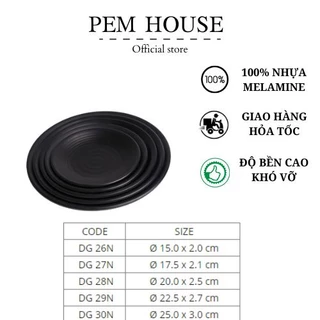 Dĩa Gân Nhám Đen 25cm -Nhựa Melamine Cao Cấp