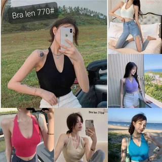 Áo len croptop cổ yếm cột dây 1311A