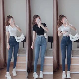 Lưng Siêu Cao_Miễn Ship Quần Dài Jeans Túi Hộp BigSize Form Ôm Co Giãn Mạnh Bao Hack Dáng