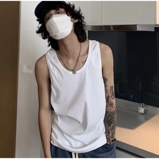 Áo Ba Lỗ Tanktop Cotton 100% Nam Nữ Đen Trắng Hàng thiết kế DOMINO