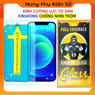 Kính Cường lực KingKong chống nhìn trộm có khung tự dán cho iphone 11 12 pro max 13 pro max 14 pro max