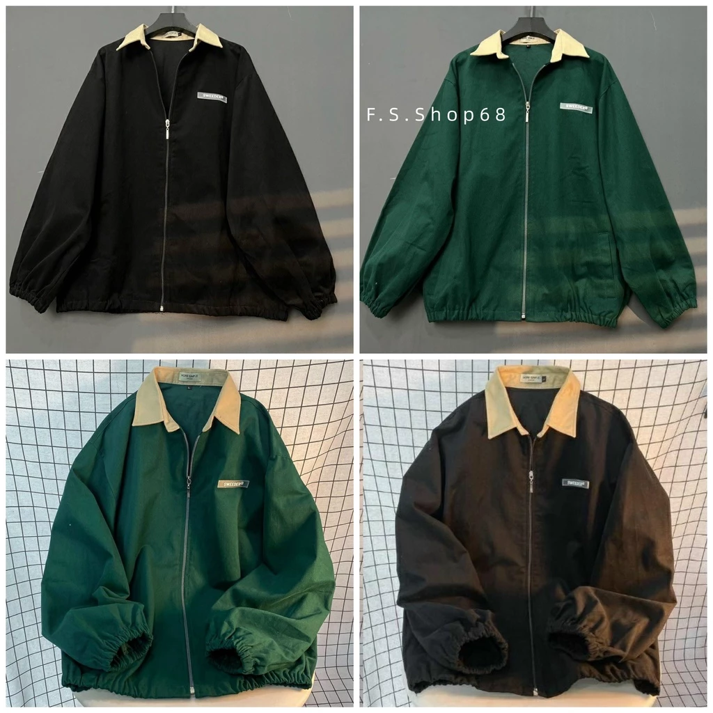 Áo khoác kaki SWEEDER Nam Nữ Unisex form rộng Jacket chất kaki mịn kéo khóa zip Phong Cách Ulzzang