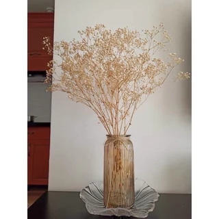 Lọ hoa thuỷ tinh màu hổ phách cao 24cm - Bình hoa phong cách Vintage