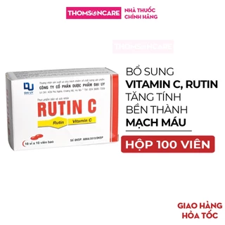 Rutin C Đại Uy - bổ sung vitamin C  - Hộp 100 viên, giúp tăng cường sức đề kháng, phòng ngừa nhiệt miệng, táo bón