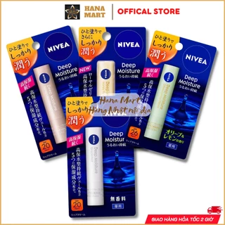 Son dưỡng ẩm Nivea 2.2g Nhật Bản Deep Moisture Honey Flavor SPF 20 PA hương mật ong, chanh oliu, Vanila & Maca