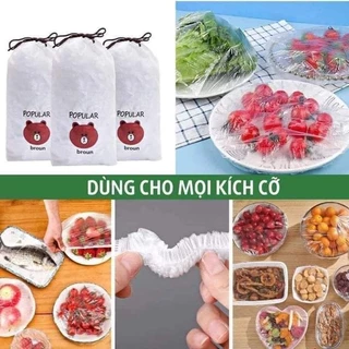 VTCS1003-1 Túi 100 màng bọc thực phẩm PE túi gấu có chun co giãn bọc đồ ăn, chùm đầu đa năng