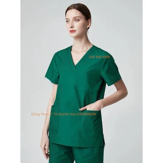 Bộ scrubs bác sĩ - bộ quần áo phẫu thuật, đồng phục kỹ thuật viên spa, thẩm mỹ viện, dược sỹ màu Xanh Lá