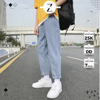 Quần jeans baggy nam dáng suông dài form đứng màu xanh nhạt và đen trơn chất vải bò cao cấp T1 - Gen Z Store HN