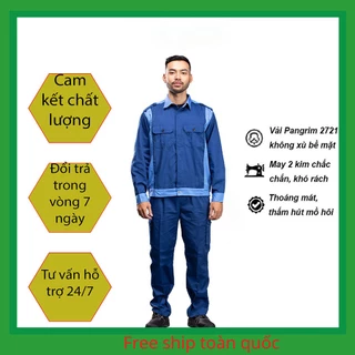 Quần áo bảo hộ lao động nam nữ TB04 vải Pangrim hàn quốc túi hộp màu xanh - Nsafe